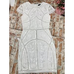 NWOT Lulus Spread Your Shine White Sequin Embroidered Bodycon Dress SZ XS Party